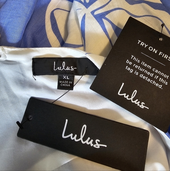 Lulus Deeply Sweet Blue and White Floral Tie-Back Shift Mini Dress, Size XL - Picture 11 of 11